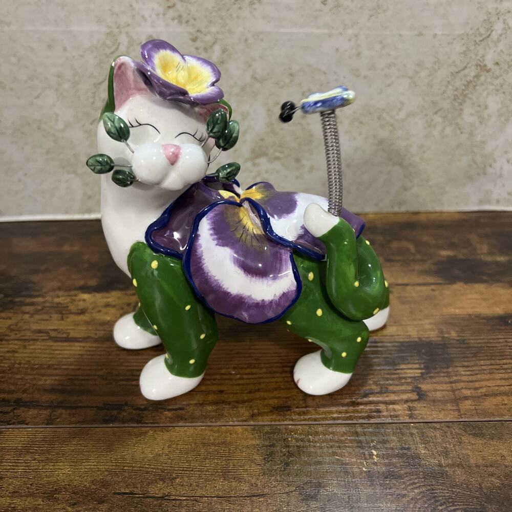 Willitts Designs Lacombe Cat Figurine Pansy Flower Butterfly Tail